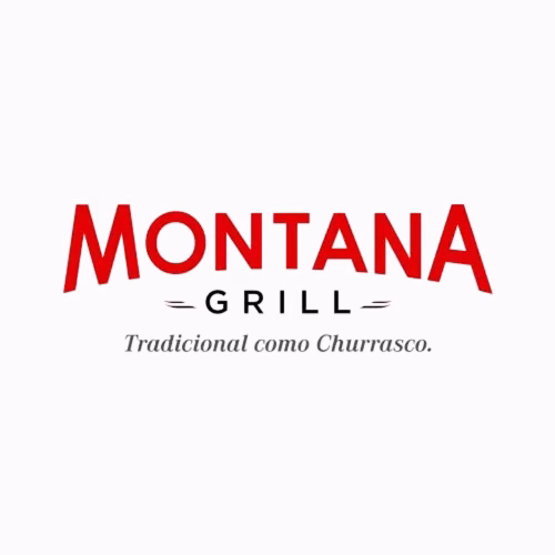 Logotipo do Montana Grill com o slogan "Tradicional como Churrasco" em um fundo branco.